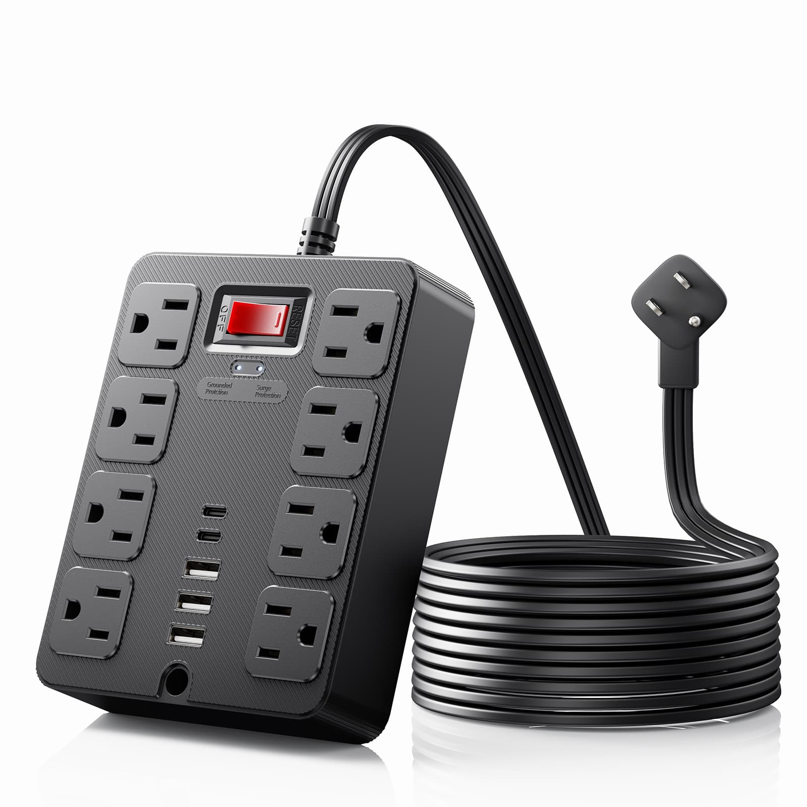 New US Standard Multi-Outlet Smart Power Strip with Cord, High Power, US Standard Extension Cord
