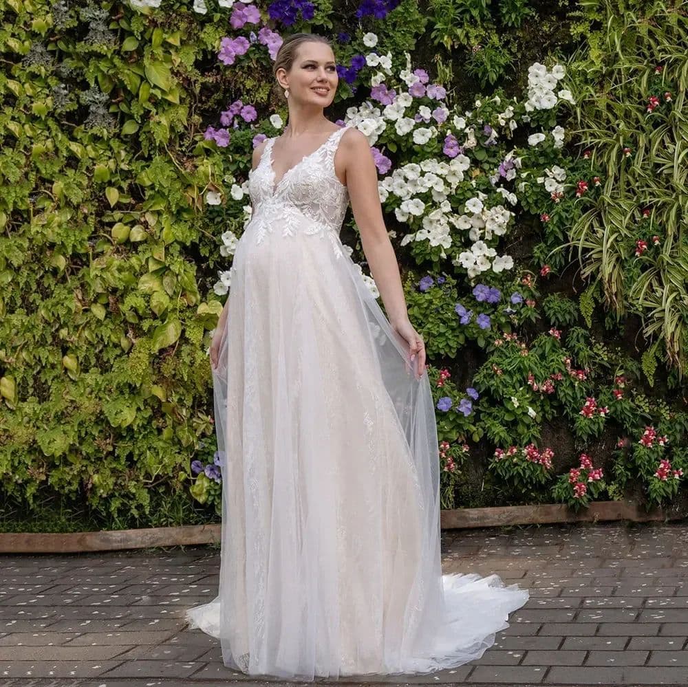 High-Waist Wedding Dress for Bride 2025 New Maternity Style Conceals Belly Premium Texture Going-Away Light Train Plus Size