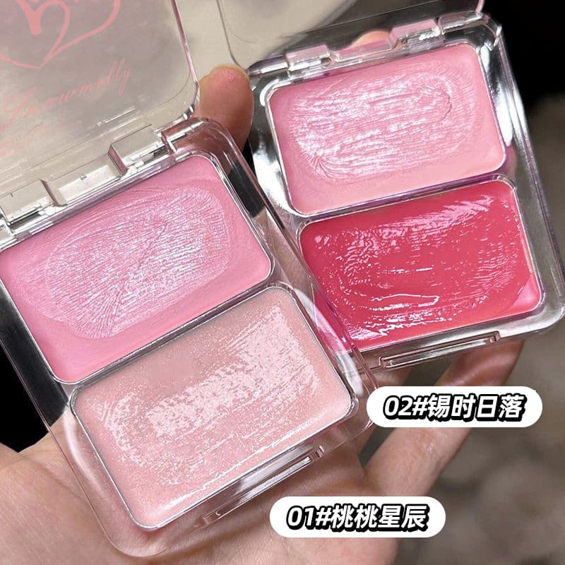 Snow Jasmine Water Glow Blush Palette Cream Blush Moisturizing Dual-Ended Expanding and Contracting Color Highlighter Long-Lasting Blush Cream Wholesale
