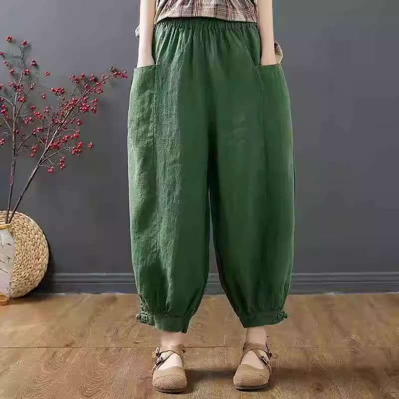 Cotton and linen loose large size bloomers new summer wide leg casual nine-point harem pants high waist carrot pants for women