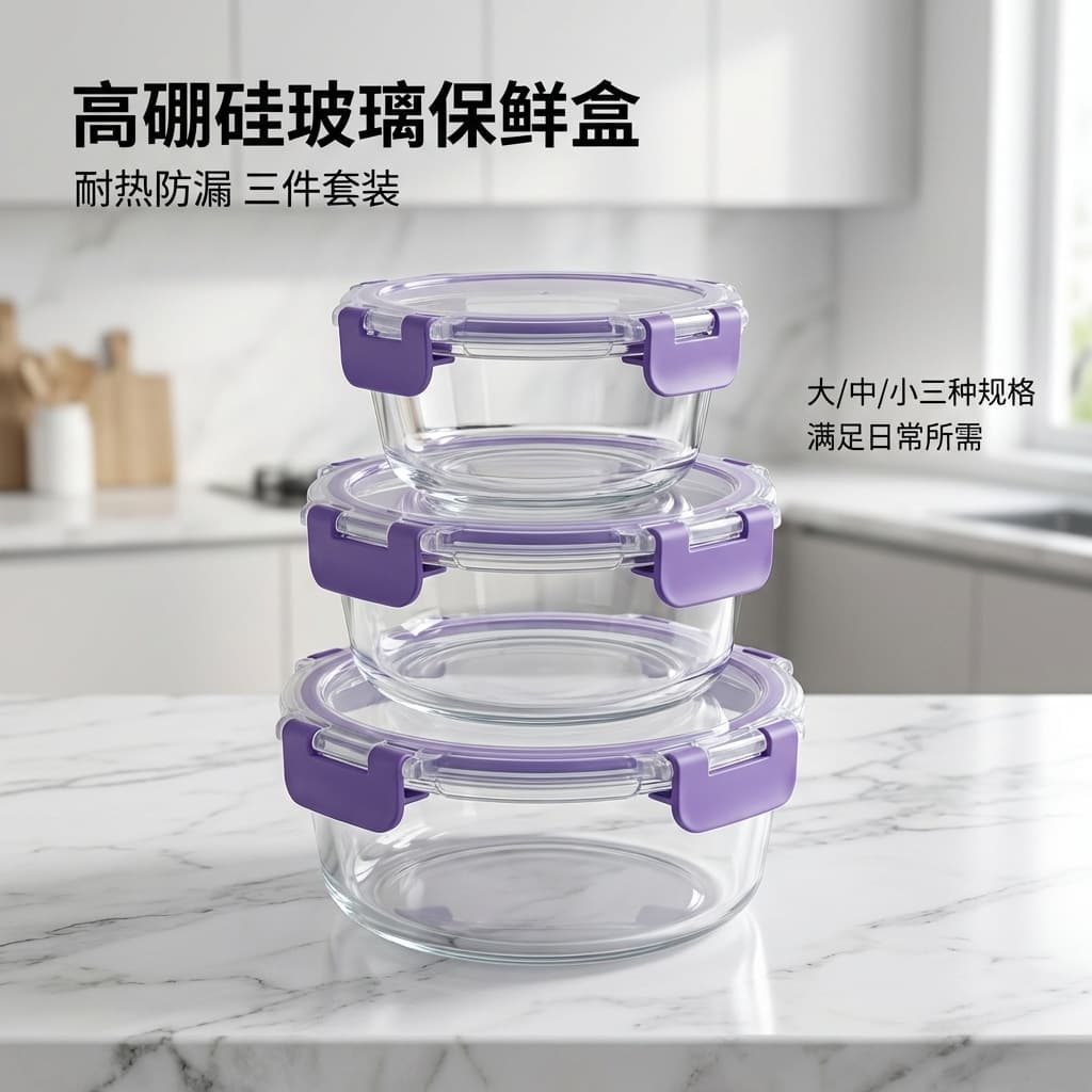 Smart Lock Reheatable Glass Food Storage Container Large Rice Salad Storage Box Large Capacity Fruit and Vegetable Lunch Box