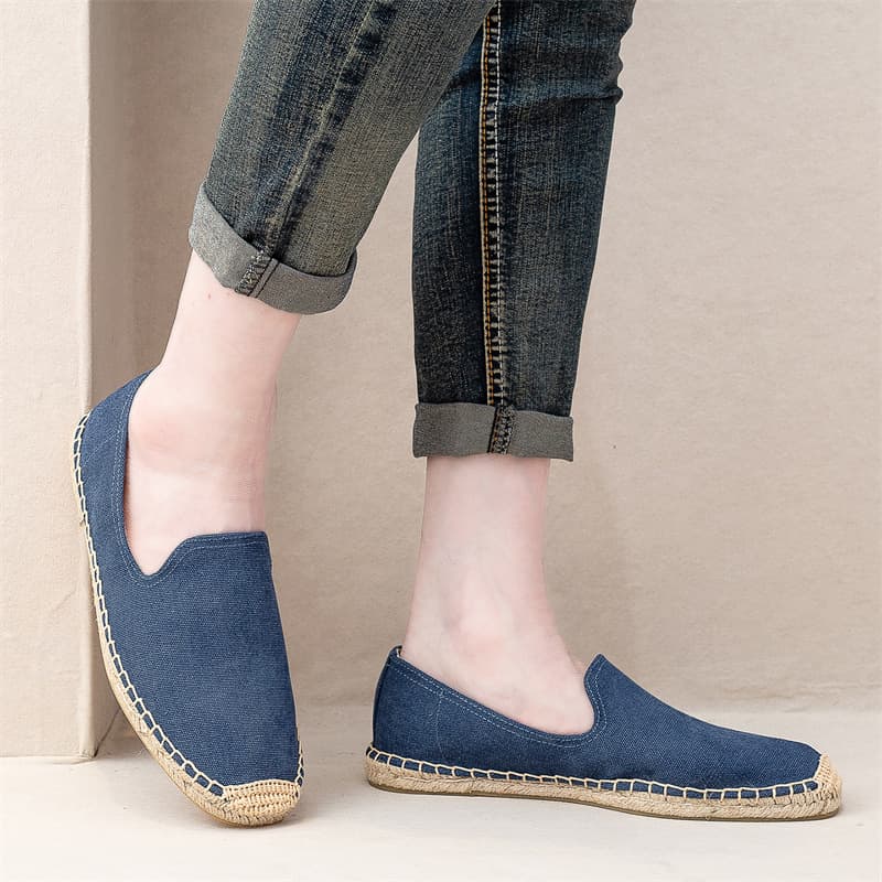 Fisherman's Shoes Men's New Spring Summer Linen Canvasimplecasual Woven Soft Bottom Loafers One Step Lazy Shoes