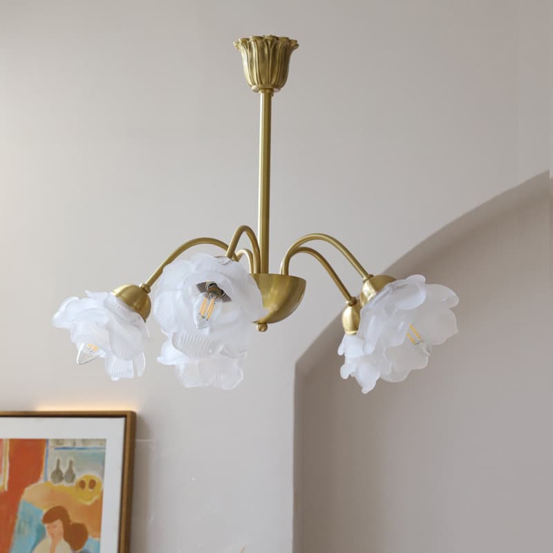 French simple cream style flower chandelier bedroom medieval retro American living room dining room bed and breakfast chandelier cloakroom