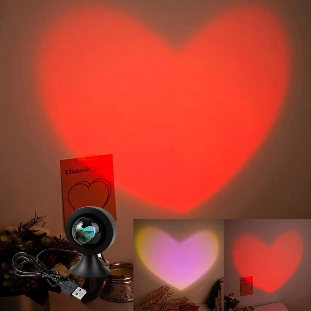 2022 Sunset Light Love Projector Night Light Sunset Projection LED Table Lamp Bedroom Atmosphere Rainbow Light Decorative Light