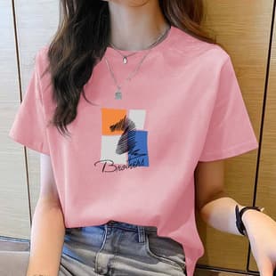Cotton T-Shirt for Women 2023 New Summer, Crew Neck Pullover Short Sleeve, Versatile Casual Plus Size Top