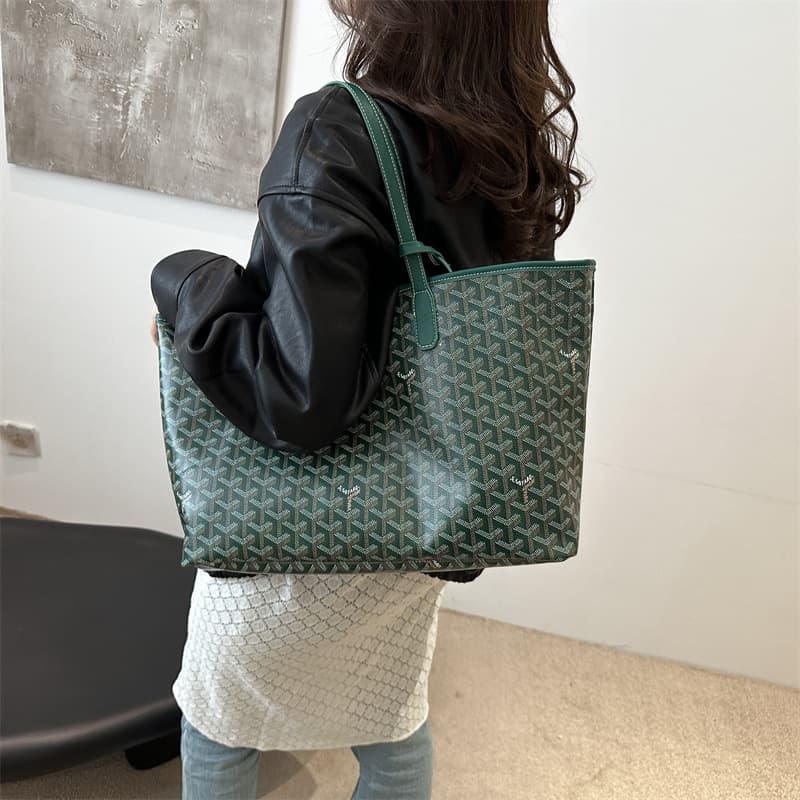 Tote Bag Dog Tooth Pattern Large Capacity Women's Versatile Handbag with Detachable Pouch Shoulder Shopping Bag Classic Women's Bag