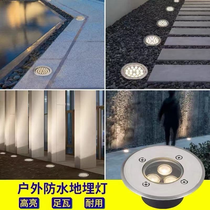 Ultra-thin Recessed Ground Light, LED Landscape Garden Light, Outdoor Waterproof Brick Light, Stainless Steel Floor Light