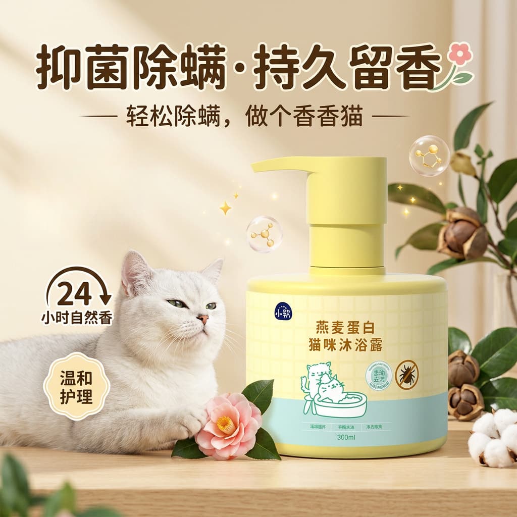 Pet Shampoo Cat Shampoo Deodorizing and Stain Removal Bath Products Cat-Specific Oat Protein Bath Liquid Wholesale