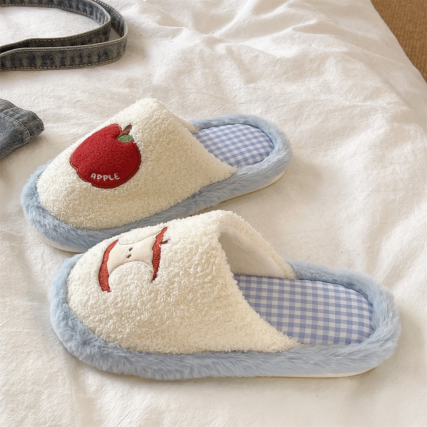 Cartoon Cotton Slippers for Women, Autumn and Winter Indoor Home Rainbow Fleece Warmth Maternity Slippers, Couples Slippers, Plush Lined Women's
