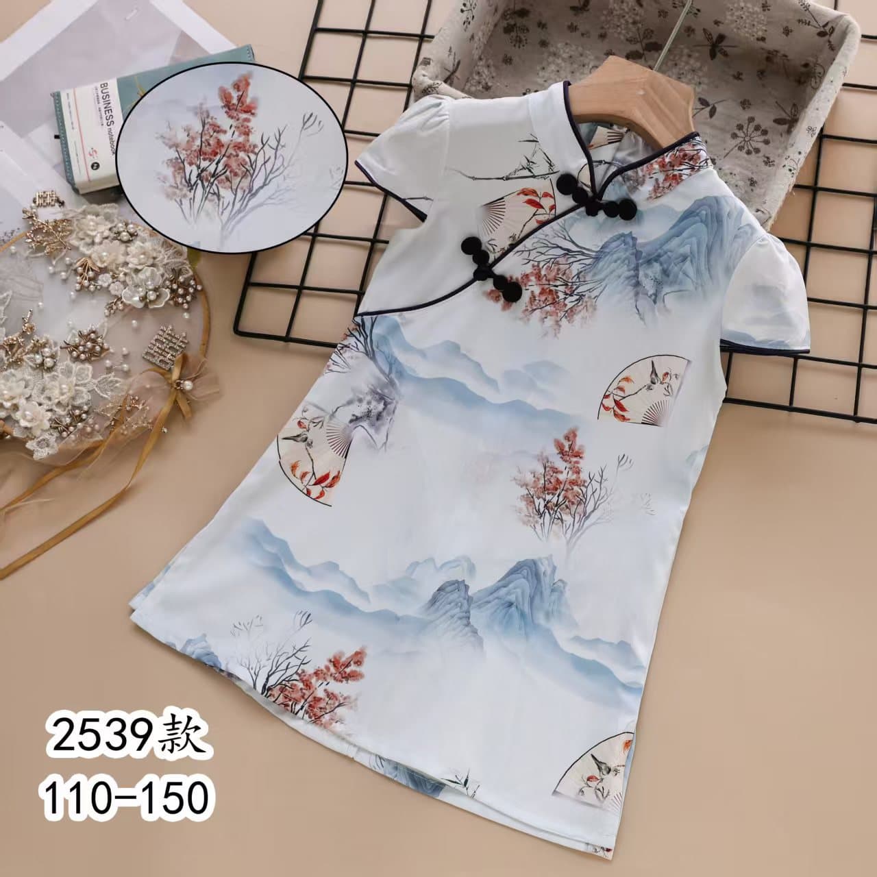 2025 New Summer Girl's New Chinese Style Cheongsam Dress, Baby Children's Summer Hanfu Princess Dress
