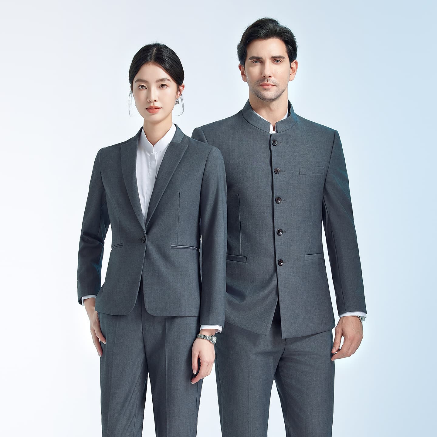 Zhongshan Suit Men's Set Hotel Management Workwear Teacher Suit Set Women's Business Formal Wear Chinese Style Tang Suit