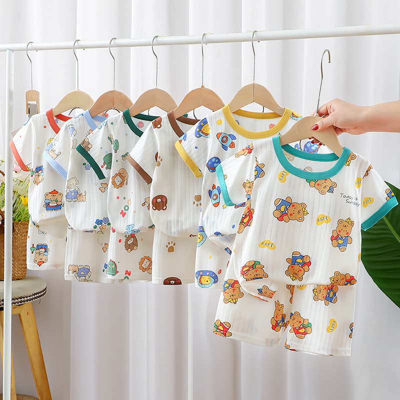 New Summer Children's Short Sleeve and Shorts Set, Baby Boys and Girls Cotton T-Shirt Set Wholesale