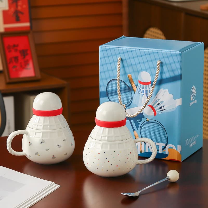 Cross-border Best-selling Badminton Cup Ceramic Creative High-quality Coffee Cup Sports Event Souvenir Water Mug