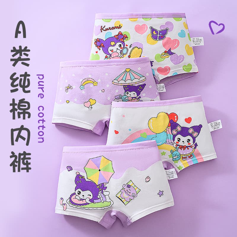 Girls' Boxer Briefs 100% Cotton Shorts Kids' Four-Corner Underwear Baby Girls' No Wedgie Full Cotton