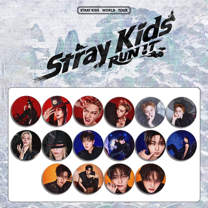 Stray Kids World Tour "RUN IT SEOUL" Teaser Photo Badge Mirror Keychain Merchandise