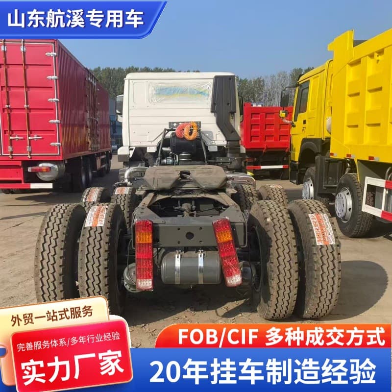 Cross-border export sales of HOWO NX 380 tractor-trailer trucks (6×4) from China.