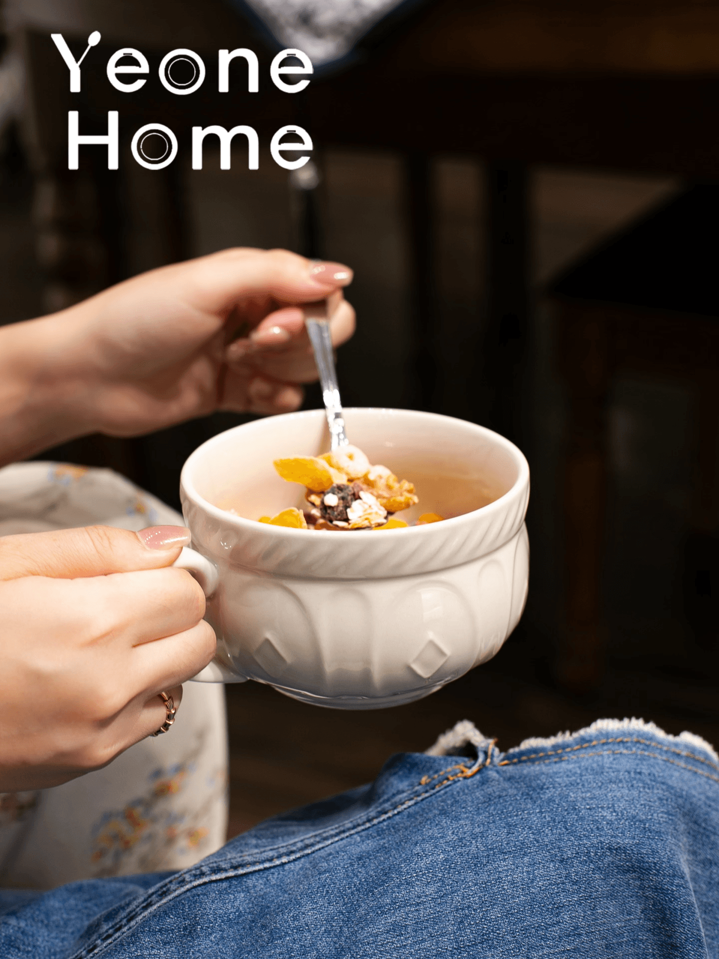 Large-Capacity Breakfast Bowl, Ceramic Oatmeal Bowl, Cereal Bowl, Big-Belly Ceramic Mug, Microwave-Safe