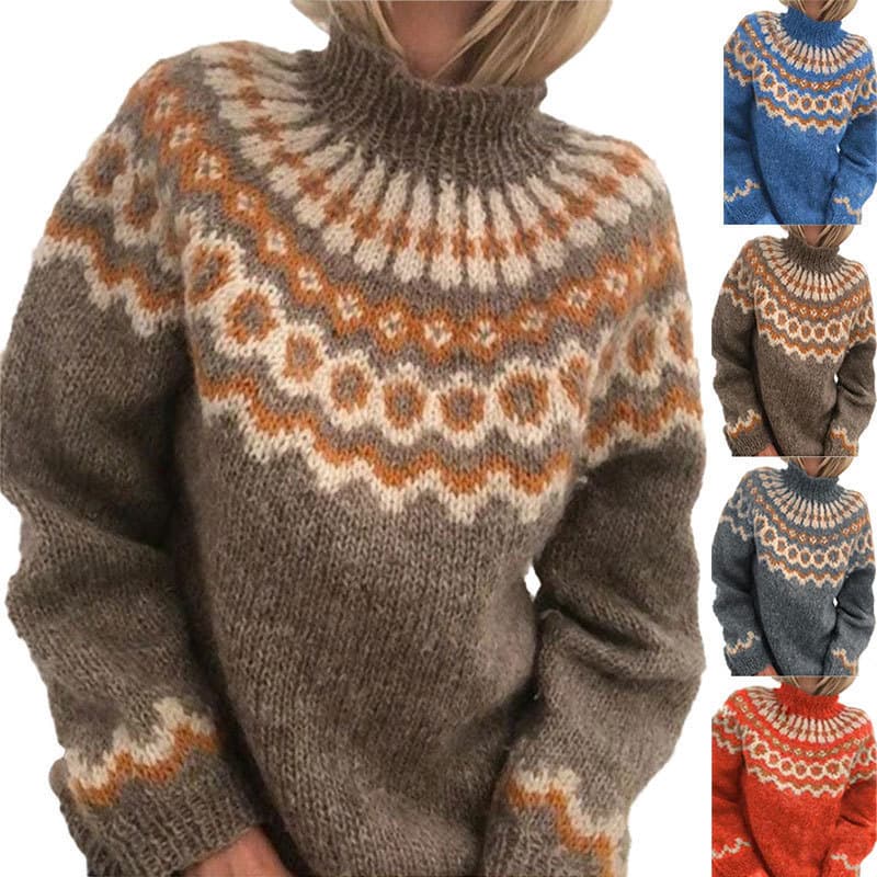European and American clothing winter ebay turtleneck printed sweaters European and American cross-border autumn and winter new knitted sweaters