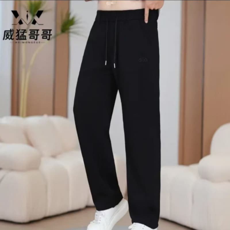 2025 New Style Sweatpants Men's Sporty Casual Pants for Spring and Autumn, Straight Leg Black Long Pants with a Flowy Texture