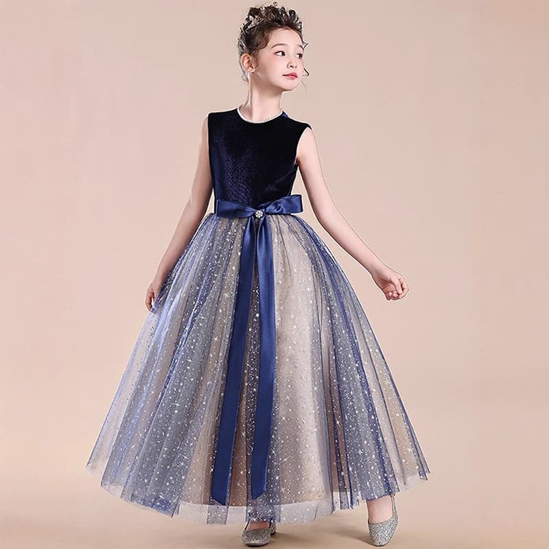 Children's dress stage performance host sleeveless princess dress girl violin performance evening dress simple temperament