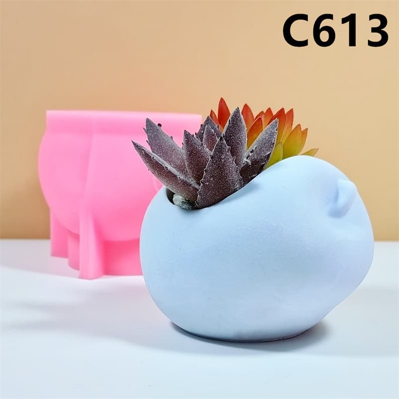 DIY Flower Pot Silicone Mold Plaster Resin Epoxy Home Indoor 3D Decorative Ornament C613
