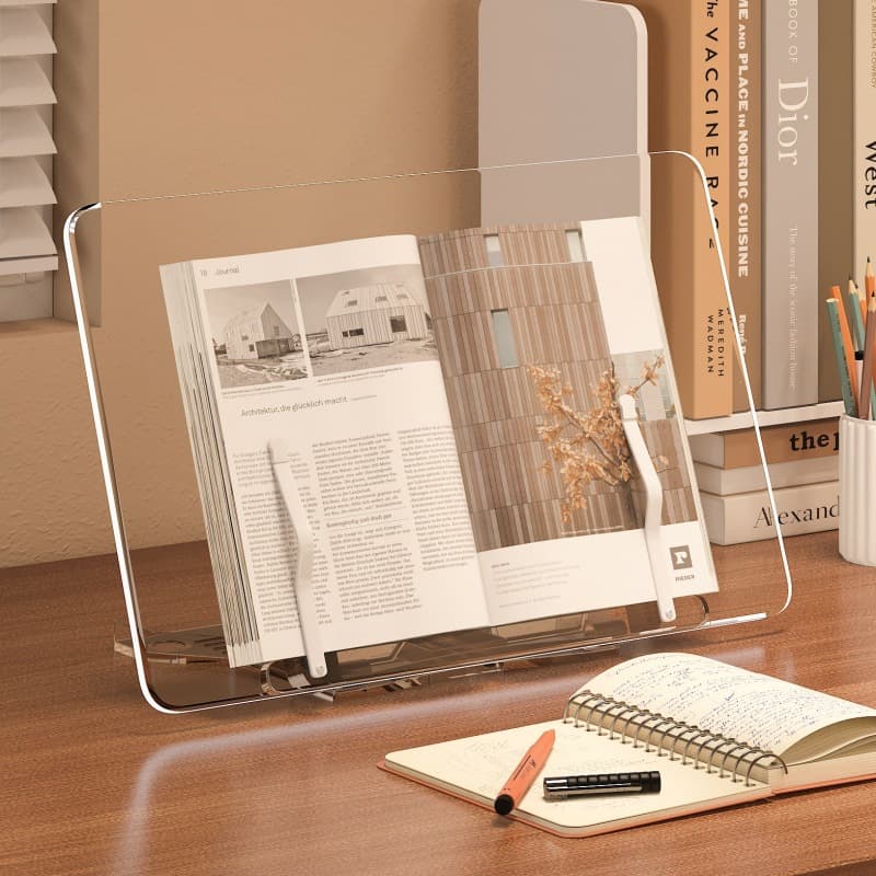 Acrylic reading stand desktop reading anti-bowing book holder fixed book multi-functional book stand invisible iPad stand