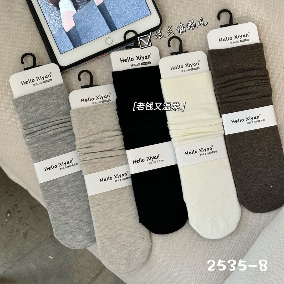 Xiyan autumn/winter new women's scrunch socks, Grace Japanese/Korean socks, long socks, student straight-leg academic style solid color lace.