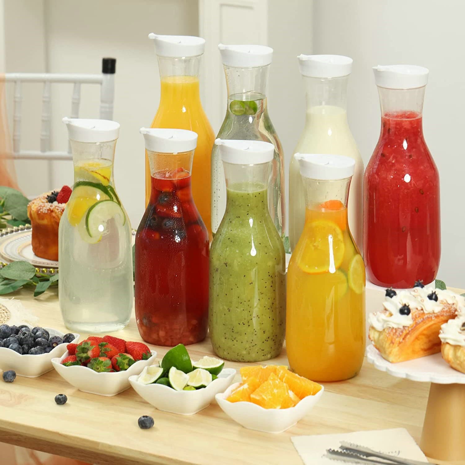 1500ml Juice Bottle Milk Bottle 50oz Round Sealed Lid Cold Water Bottle Transparent Plastic Jug New Beverage Bottle