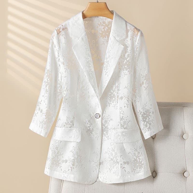 Thin Blazer Jacket Summer 2026 Elegant Sun Protection Slim New Seven-Tenths Fashion Suit Jacket High Quality
