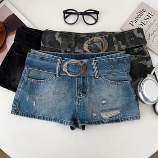 Carefully Selected Retro Fashion Trendy Low-Rise Slimming Ripped Denim Shorts, Casual Shorts, Wide-Leg Shorts, Hot Pants for Women New Summer