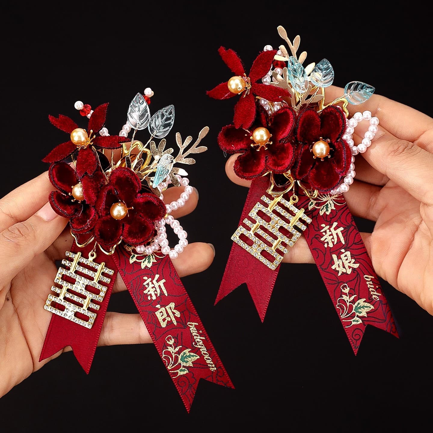 Groom Bride Corsages for Wedding, Both Parents Boutonnieres Family Full Set Groomsmen Bridesmaid High-quality Lapel Pins