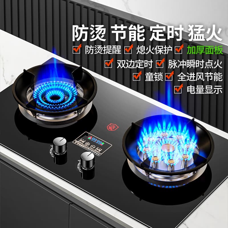 Wholesale High-Power Energy-Saving Gas Stove, Household Double Burner Embedded Natural Gas Stove, LPG Stove