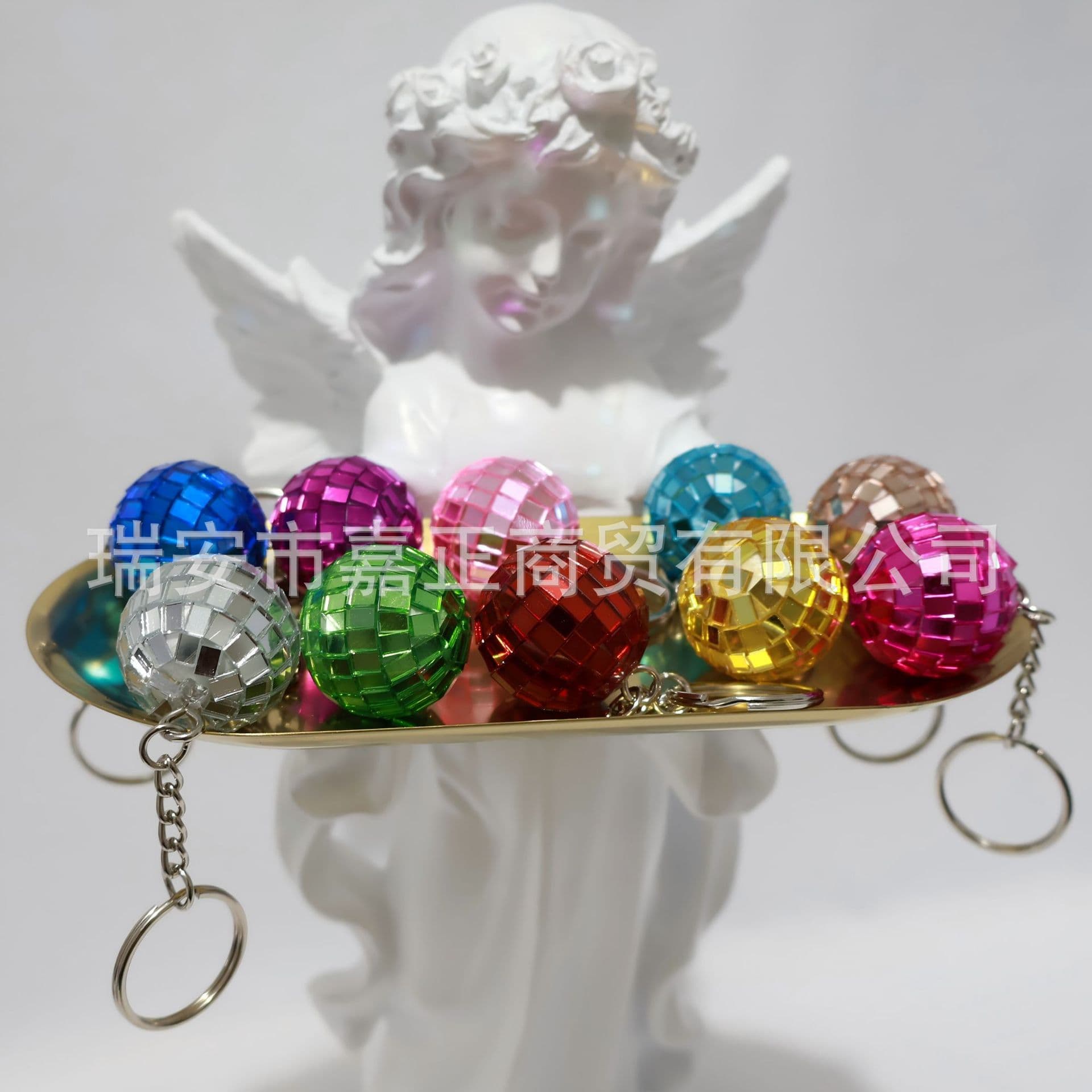 Cross-border Colorful Disco Ball Keychain Toy Laser Ball Pendant Glass Mirror Car Hanging Ornament