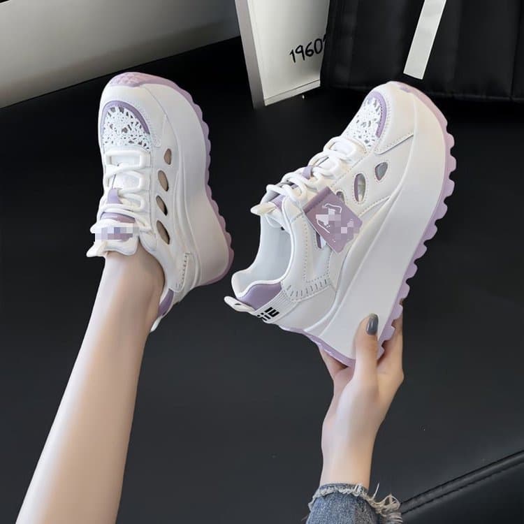 Mesh Dad Shoes for Women 2026 Summer New Women's Shoes Hollow Women's Shoes for Little People Thick-soled Casual Crocs