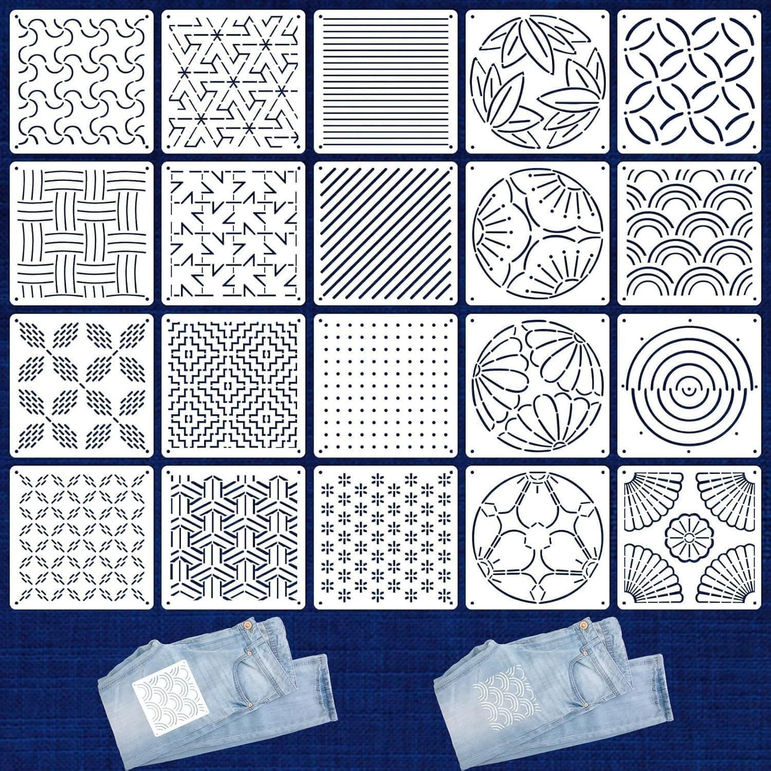 Cross-Border Best-Selling New Sashiko Stencil Template DIY Creative Geometric Pattern Hand Embroidery Stencil