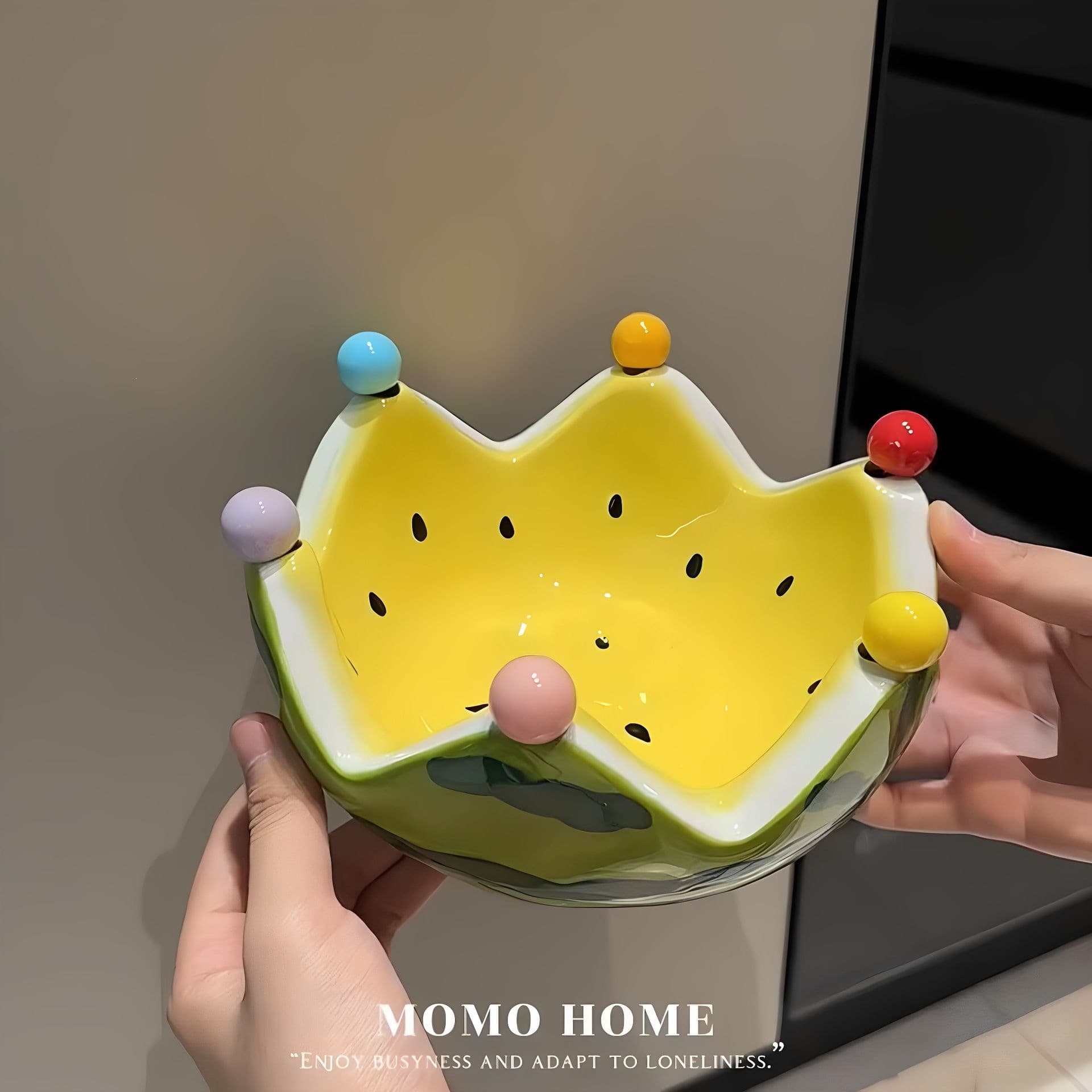 Watermelon Fruit Plate Creative Ceramic Fruit Fork Set Large Capacity Living Room Coffee Table Fruit Bowl Plate Cute Small Decoration