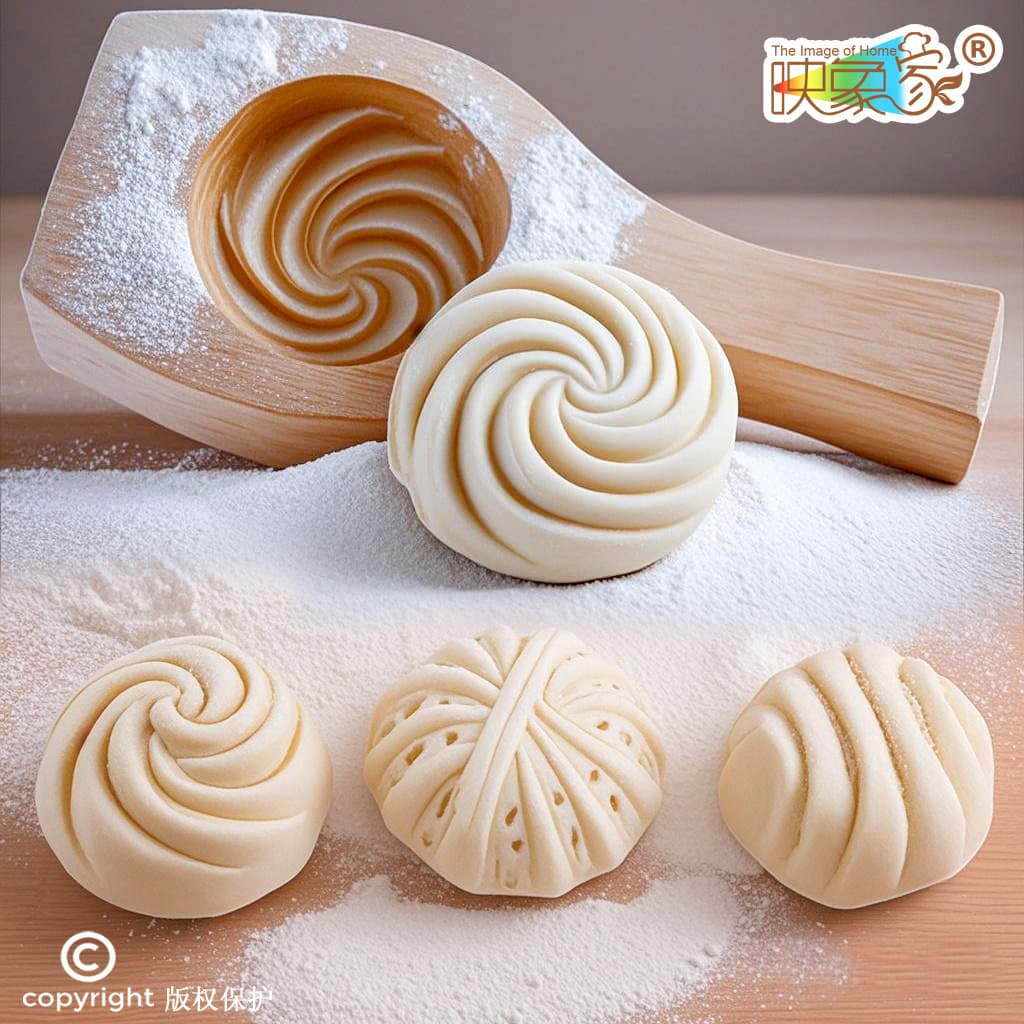 Home Kitchen Handmade Dumpling Bun Pattern Steamer Baking Wooden Pasta Flower Roll Walnut Mooncake Mold