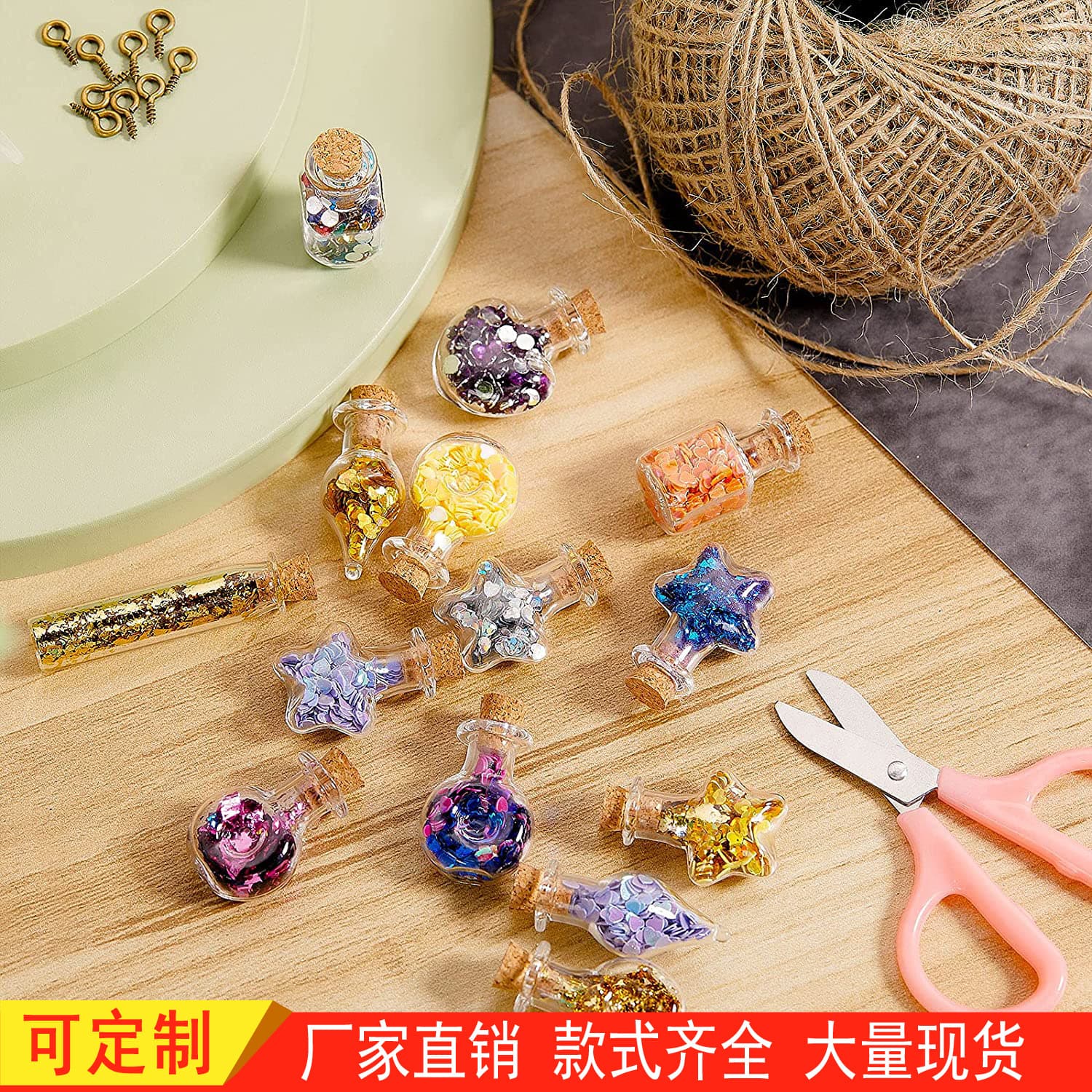 Creative DIY Wish Bottle Glass Bottle Mini Cork Stopper Wish Drift Bottle Craft Ornament Pendant