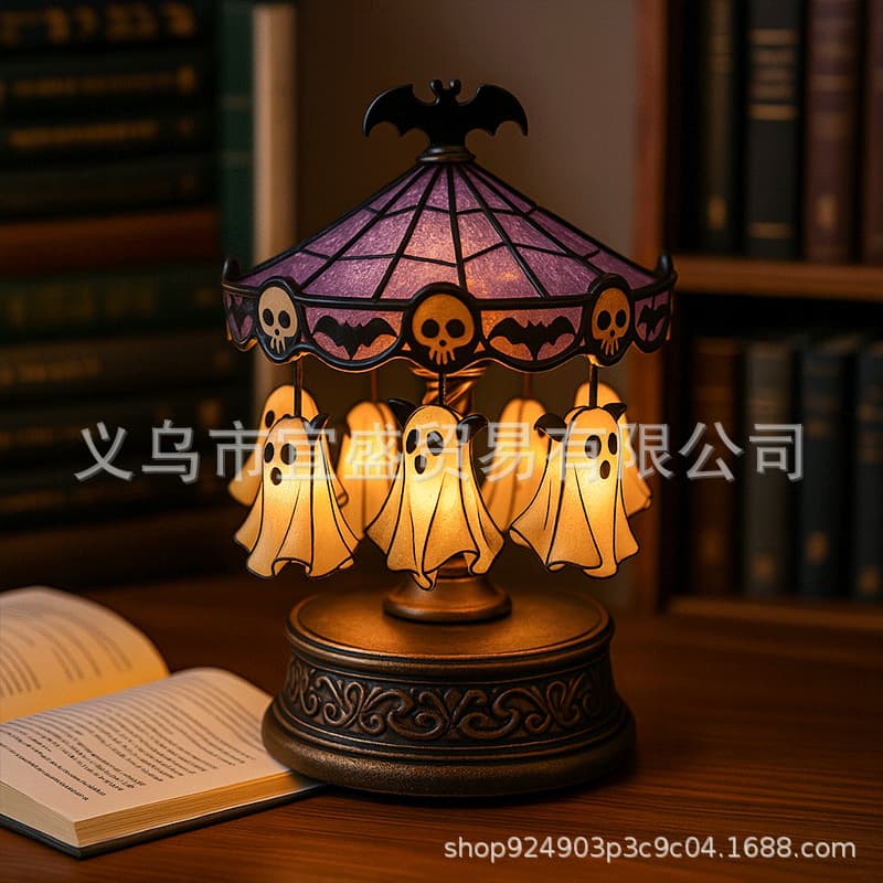 New Cross-border Ghost Carousel Lights Ghost Table Lamp Home Garden Decoration Rotating Carousel Lamp