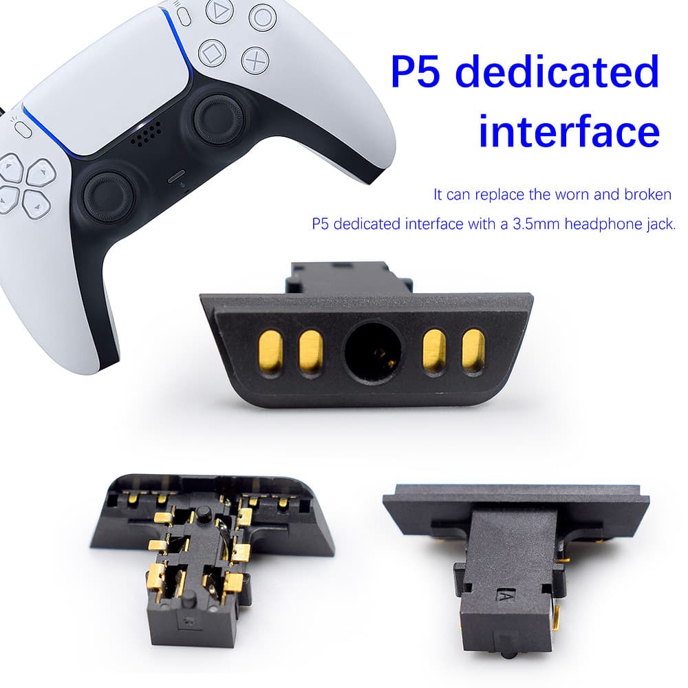 Charging Port for PS5 Game Controller, PS5 Headphone Jack Socket, Tail Plug, PS5 Earphone Jack Interface