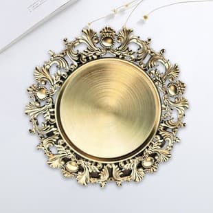European Vintage Decorative Table Mat Plate for Christmas Party Western Restaurant Irregular Shape Charger Plates Wholesale