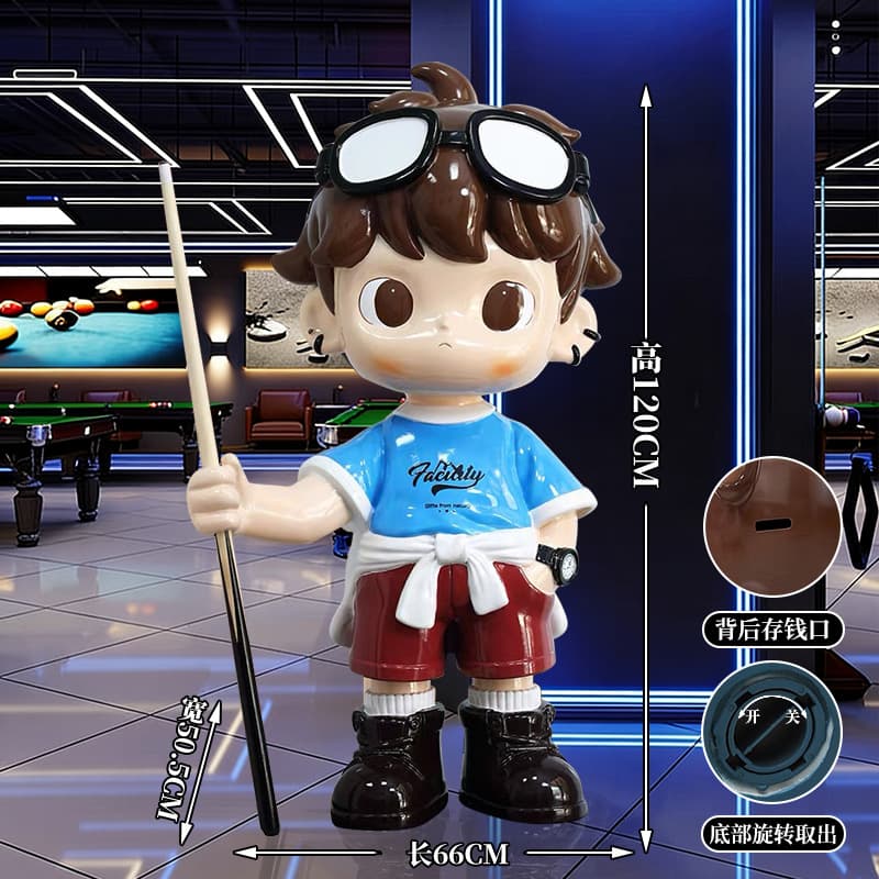 1.6-meter-high billiard boy floor-standing large-scale ornaments high-end creative villa shopping mall KTV billiards hall Internet celebrity decoration