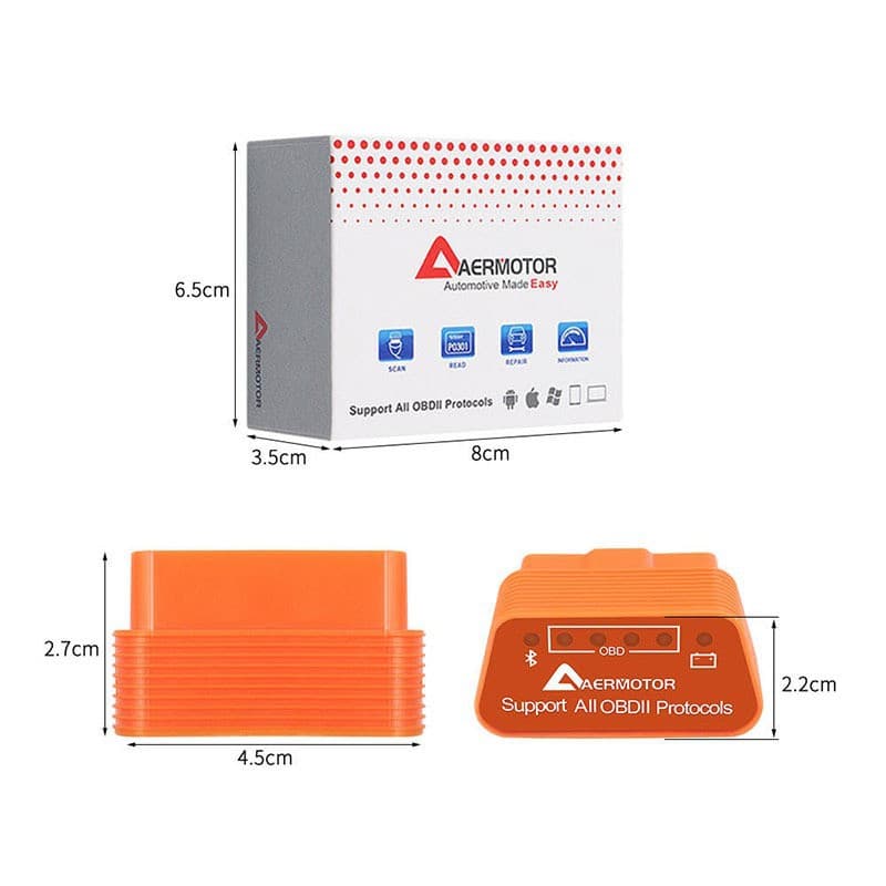Aermotor Bluetooth ELM327 V1.5 OBD2 Car Diagnostic Scanner OBD ELM327