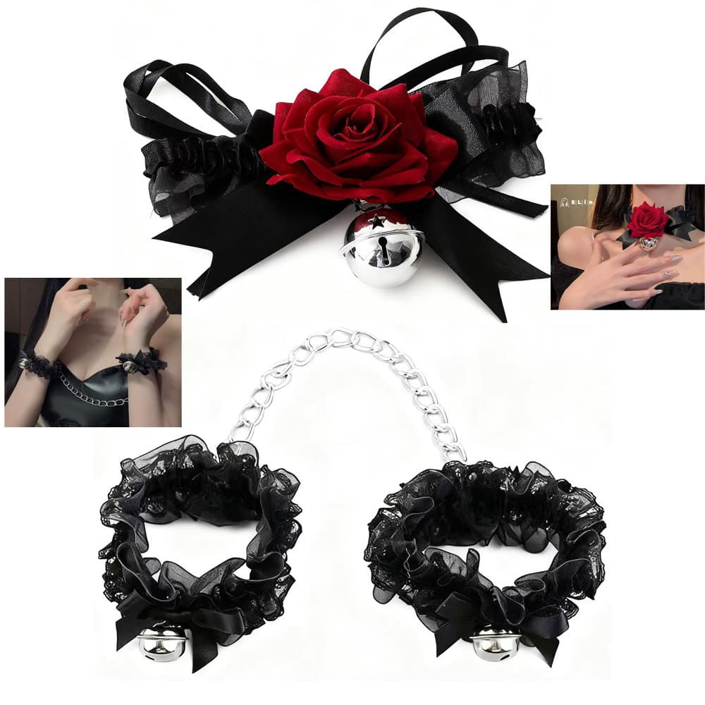 Bracelet Pure Desire Rose Abstinence Handcuffs Lace Sexy Bracelet Anklet Sexy Handcuffs Props Couple Bell Anklet