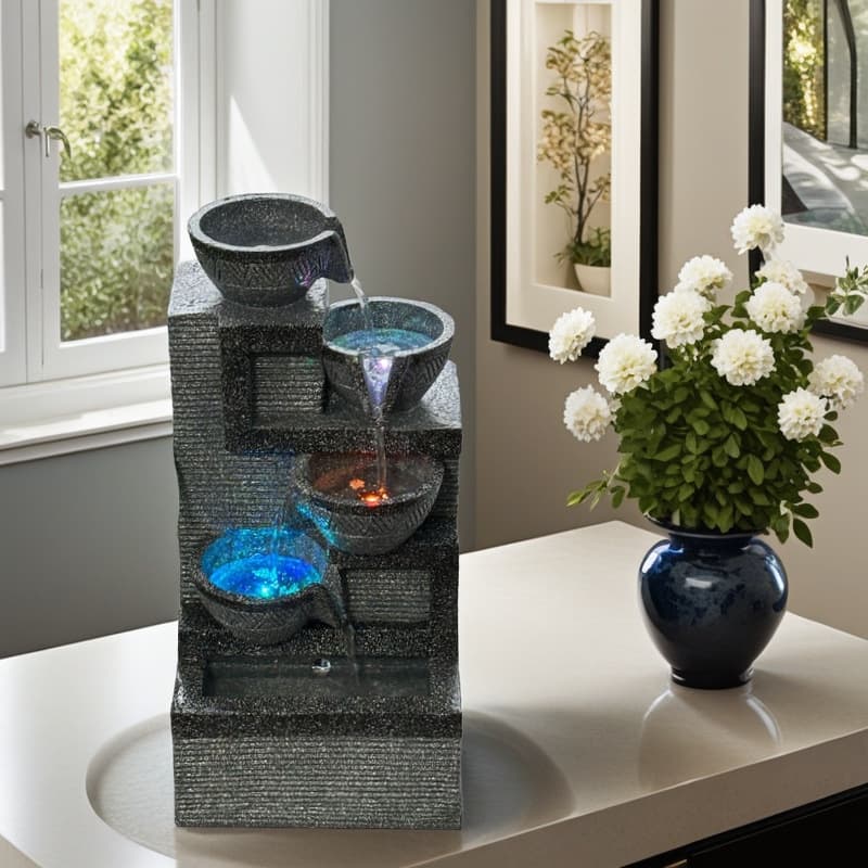 Holiday Cross-Border Certified Desktop Small Fountain Flowing Water Decoration Gift Craft Home Flowing Water Purification