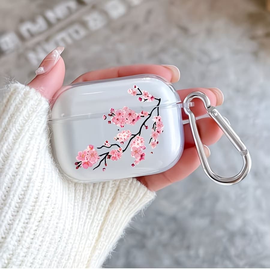 Pink Sakura Apple Wireless Earphone Protective Case, Scratch-Resistant and Drop-Resistant for AirPods