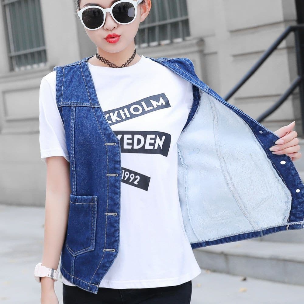 Spring/Summer Versatile Denim Vest for Women, Short Loose Korean BF Style Sleeveless Jacket, Student Casual Outerwear