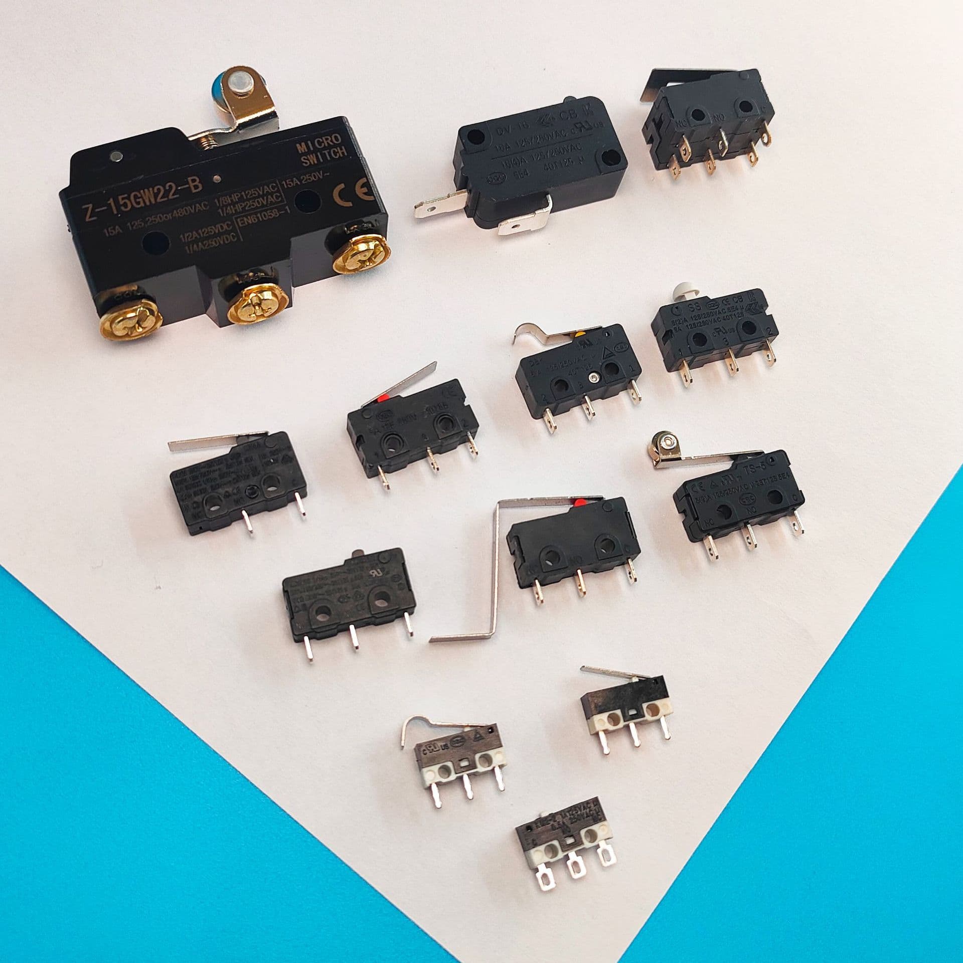Micro Switch KW Mini 3-Pin with Wire Mouse Reset Switch Two-Pin Limit Switch with Press Lever Waterproof Micro Switch