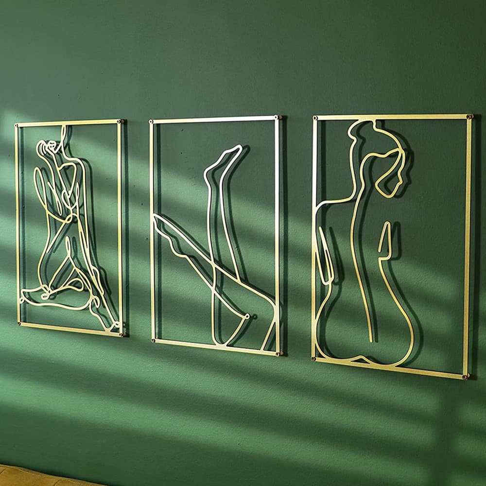 Wall Decoration Bedroom Art Metal Abstract Female Single Line Hanging Sculpture Golden Decoration Living Room Decoration Outfit