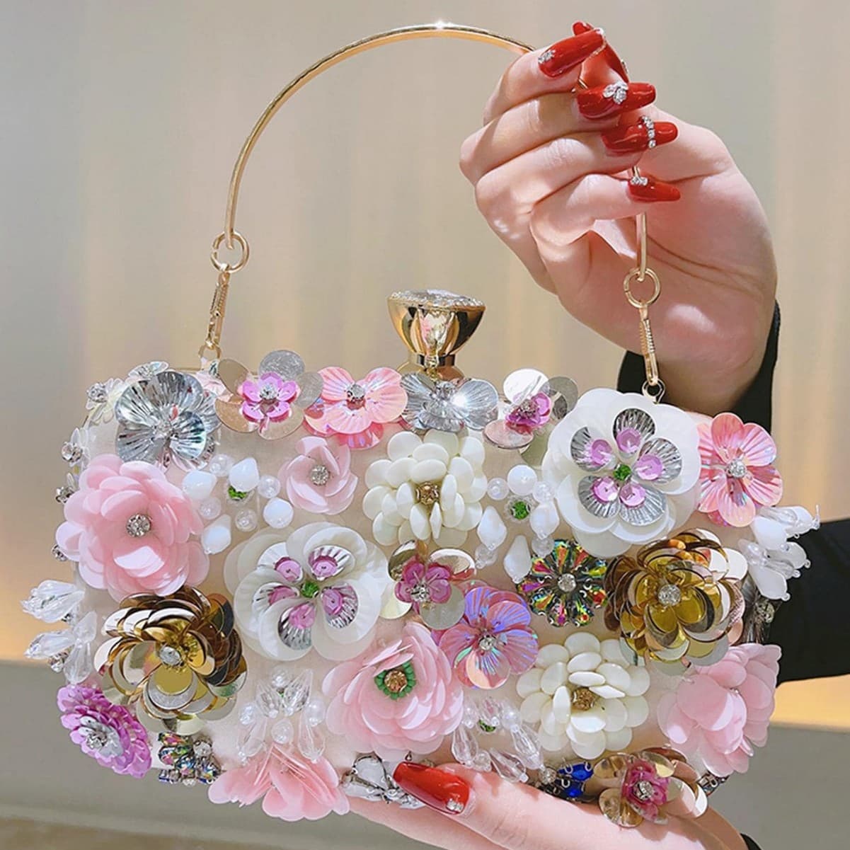 New banquet bag colorful sequin flower evening bag socialite clutch annual meeting cheongsam bag dress bag